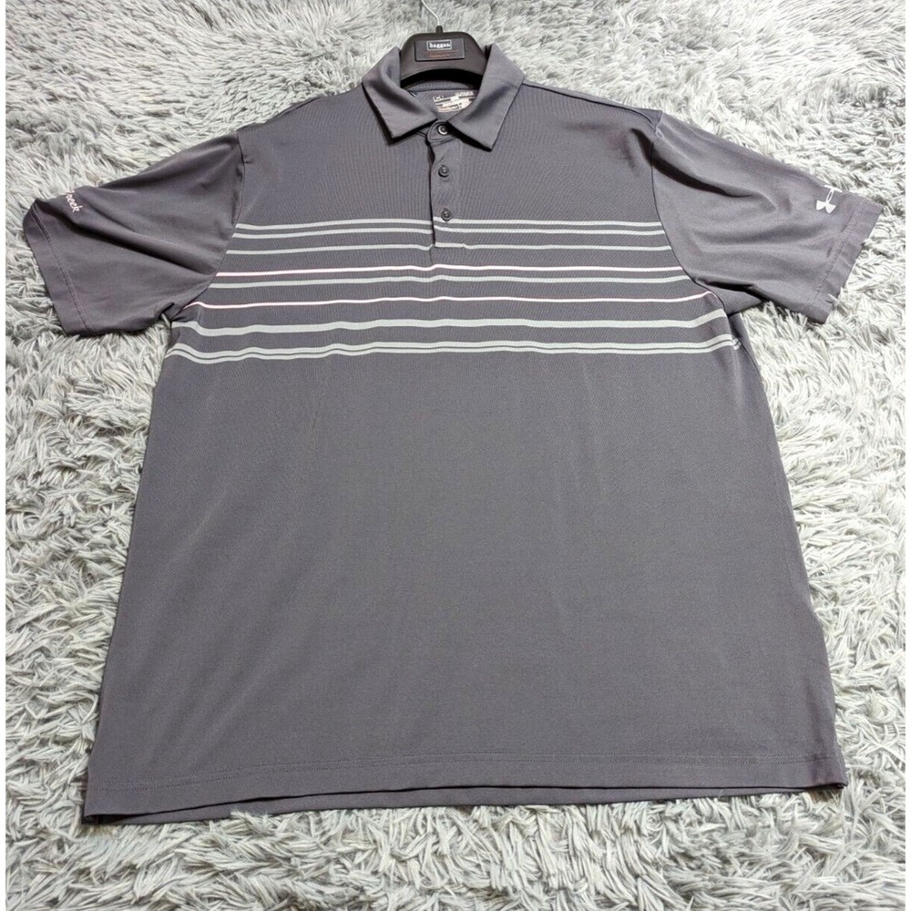 Under Armour Golf HeatGear Polo Shirt Mens Size XL Xlarge Gray Oyster Creek Club